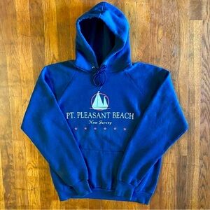 Vintage Pt. Pleasant Beach New Jersey Sailing Destination Hoodie Sweatshirt M